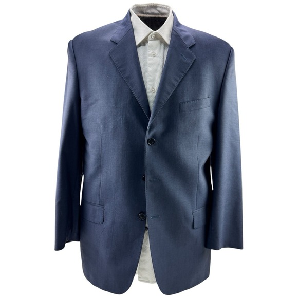 Paul Smith London Blue Wool Mohair 3 Button Blazer Double Vent Men's Size 44L